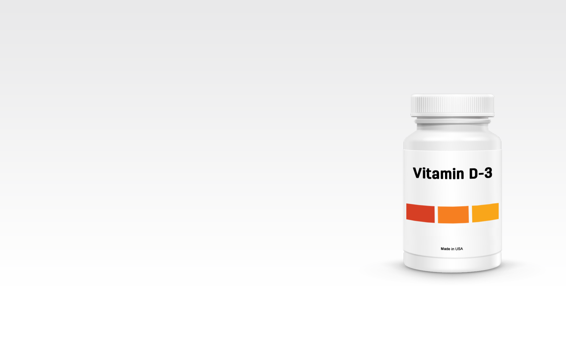 Vitamin D-3 supplement bottle on white background